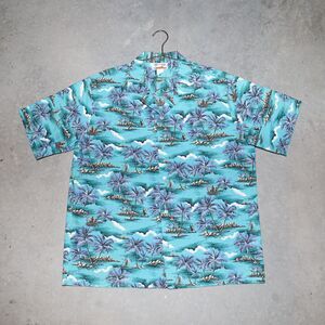 Hawaiian Print Short Sleeve Mens Shirt Summer‎ Festival Button Down Shirt XL